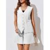 imageCicy Bell Womens Summer Blazer Vest 2 Piece Sets V Neck Sleeveless Button Down Waistcoat and High Waisted Work Suit Short SetWhite