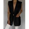 imageCicy Bell Womens Work Casual Sleeveless Blazer Vest Fashion Open Front Lapel Elastic Waist Blazer Jackets with PocketsBlack