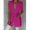 imageCicy Bell Womens Work Casual Sleeveless Blazer Vest Fashion Open Front Lapel Elastic Waist Blazer Jackets with PocketsRose Red