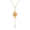 imageCicy Bell Four Leaf Clover Pendant Necklace for Women Lucky 18k Gold Plated Cubic Zirconia Trendy Dainty Long Y Necklace Jewelry GiftsGold
