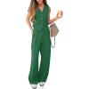 imageCicy Bell Womens 2 Piece Outfits V Neck Crop Vest Blazer and Wide Leg Suit Pants SetsDark Green