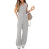 imageCicy Bell Womens 2 Piece Outfits V Neck Crop Vest Blazer and Wide Leg Suit Pants SetsLight Grey