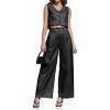 imageCicy Bell Womens 2 Piece Striped Outfits Sleeveless V Neck Blazer Vest and Loose Wide Leg Pants SuitBlack