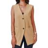imageCicy Bell Womens Casual Sleeveless Blazers Dress Summer Open Front Work Office Long Vest BlazerKhaki