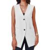 imageCicy Bell Womens Casual Sleeveless Blazers Dress Summer Open Front Work Office Long Vest BlazerWhite