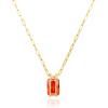 imageCicy Bell Womens Pendant Necklace Platinum Plated Cubic Zirconia Rectangular Paperclip Link Chain Adjustable Gifts 177 with 2 ExtenderDark Red