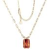 imageCicy Bell Womens Pendant Necklace Platinum Plated Cubic Zirconia Rectangular Paperclip Link Chain Adjustable Gifts 177 with 2 ExtenderGold
