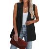 imageCicy Bell Womens Sleeveless Blazer Vest Casual Open Front Single Button Summer Jacket with PocketsBlack