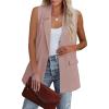imageCicy Bell Womens Sleeveless Blazer Vest Casual Open Front Single Button Summer Jacket with PocketsPink