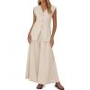 imageCicy Bell Womens Summer 2 Piece Outfits Button Front V Neck Vest and High Waisted Wide Leg Pants SetsBeige