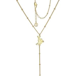 imageCicy Bell 18k Gold Plated Y Shaped Pendant Necklace for Women Butterfly Dainty Bead Chain Drop Necklace Trend Jewelry Gift 177quot  19quot ExtenderYellow Gold