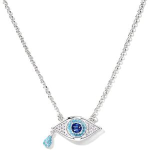 imageCicy Bell Evil Eye Necklace for Women 18k Gold Plated Pendant Necklace Cubic Zirconia Turquoise Dainty Trend Jewelry Gift 161quot  19quot ExtenderSilver