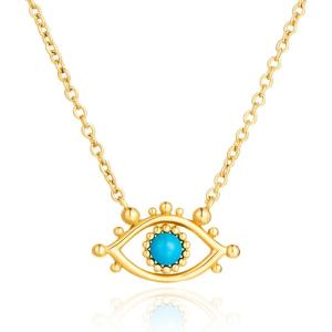 imageCicy Bell Evil Eye Necklace for Women 18k Gold Plated Pendant Necklace Cubic Zirconia Turquoise Dainty Trend Jewelry Gift 161quot  19quot ExtenderStyle FGold