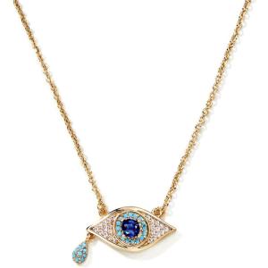 imageCicy Bell Evil Eye Necklace for Women 18k Gold Plated Pendant Necklace Cubic Zirconia Turquoise Dainty Trend Jewelry Gift 161quot  19quot ExtenderYellow Gold