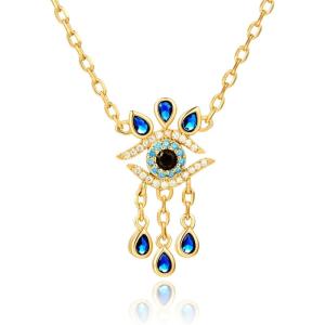 imageCicy Bell Evil Eye Necklace for Women 18k Gold Plated Pendant Necklace Cubic Zirconia Turquoise Dainty Trend Jewelry Gift 161quot  19quot ExtenderZ1Gold