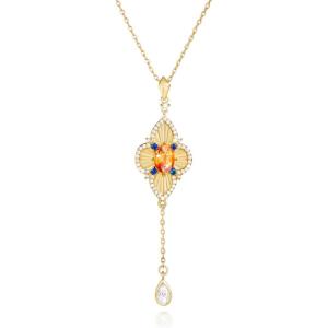 imageCicy Bell Four Leaf Clover Pendant Necklace for Women Lucky 18k Gold Plated Cubic Zirconia Trendy Dainty Long Y Necklace Jewelry GiftsGold