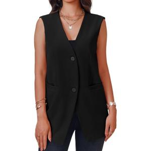 imageCicy Bell Womens Casual Sleeveless Blazers Dress Summer Open Front Work Office Long Vest BlazerBlack
