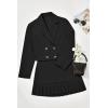 imageCicy Bell Womens 2 Piece Outfits Cropped Blazer Casual Double Breasted Suit Jackets and Mini Skirt SetsBlack