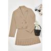 imageCicy Bell Womens 2 Piece Outfits Cropped Blazer Casual Double Breasted Suit Jackets and Mini Skirt SetsKhaki
