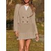 imageCicy Bell Womens 2 Piece Outfits Cropped Blazer Casual Double Breasted Suit Jackets and Mini Skirt SetsKhaki