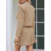 imageCicy Bell Womens 2 Piece Outfits Cropped Blazer Casual Double Breasted Suit Jackets and Mini Skirt SetsKhaki