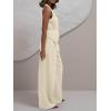 imageCicy Bell Womens 2 Piece Outfits V Neck Tie Waist Blazer Vest and Wide Leg Business Casual Suit Pants SetsApricot