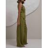 imageCicy Bell Womens 2 Piece Outfits V Neck Tie Waist Blazer Vest and Wide Leg Business Casual Suit Pants SetsArmy Green