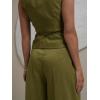 imageCicy Bell Womens 2 Piece Outfits V Neck Tie Waist Blazer Vest and Wide Leg Business Casual Suit Pants SetsArmy Green