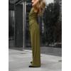 imageCicy Bell Womens 2 Piece Outfits V Neck Tie Waist Blazer Vest and Wide Leg Business Casual Suit Pants SetsArmy Green