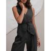 imageCicy Bell Womens 2 Piece Outfits V Neck Tie Waist Blazer Vest and Wide Leg Business Casual Suit Pants SetsBlack