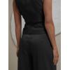 imageCicy Bell Womens 2 Piece Outfits V Neck Tie Waist Blazer Vest and Wide Leg Business Casual Suit Pants SetsBlack