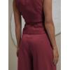imageCicy Bell Womens 2 Piece Outfits V Neck Tie Waist Blazer Vest and Wide Leg Business Casual Suit Pants SetsBurgundy