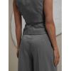 imageCicy Bell Womens 2 Piece Outfits V Neck Tie Waist Blazer Vest and Wide Leg Business Casual Suit Pants SetsGrey