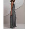 imageCicy Bell Womens 2 Piece Outfits V Neck Tie Waist Blazer Vest and Wide Leg Business Casual Suit Pants SetsGrey