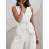 imageCicy Bell Womens 2 Piece Outfits V Neck Tie Waist Blazer Vest and Wide Leg Business Casual Suit Pants SetsWhite