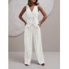imageCicy Bell Womens 2 Piece Outfits V Neck Tie Waist Blazer Vest and Wide Leg Business Casual Suit Pants SetsWhite