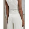 imageCicy Bell Womens 2 Piece Outfits V Neck Tie Waist Blazer Vest and Wide Leg Business Casual Suit Pants SetsWhite