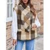 imageCicy Bell Womens Buffalo Plaid Vest Sleeveless Button Down Wool Blend Coats 2024 Trendy Jacketes with PocketsBrown