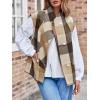 imageCicy Bell Womens Buffalo Plaid Vest Sleeveless Button Down Wool Blend Coats 2024 Trendy Jacketes with PocketsBrown