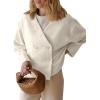 imageCicy Bell Womens Cropped Teddy Pea Coat Collarless Wool Blend Fleece Short Jacket Work Casual Fall OuterwearApricot