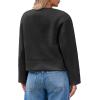 imageCicy Bell Womens Cropped Teddy Pea Coat Collarless Wool Blend Fleece Short Jacket Work Casual Fall OuterwearBlack