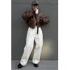 imageCicy Bell Womens Faux Leather Bomber Jackets Baseball Collar Zip Up Cropped Biker Coat with PocketsBrown