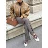imageCicy Bell Womens Faux Leather Bomber Jackets Baseball Collar Zip Up Cropped Biker Coat with PocketsLight Khaki