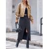 imageCicy Bell Womens Faux Leather Bomber Jackets Baseball Collar Zip Up Cropped Biker Coat with PocketsLight Khaki