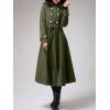 imageCicy Bell Womens Long DoubleBreasted Hooded Coat Winter Warm Wool Trench Coat with BeltsArmy Green