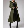 imageCicy Bell Womens Long DoubleBreasted Hooded Coat Winter Warm Wool Trench Coat with BeltsArmy Green