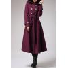 imageCicy Bell Womens Long DoubleBreasted Hooded Coat Winter Warm Wool Trench Coat with BeltsBurgundy