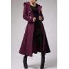 imageCicy Bell Womens Long DoubleBreasted Hooded Coat Winter Warm Wool Trench Coat with BeltsBurgundy
