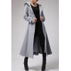 imageCicy Bell Womens Long DoubleBreasted Hooded Coat Winter Warm Wool Trench Coat with BeltsGrey