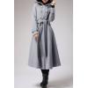 imageCicy Bell Womens Long DoubleBreasted Hooded Coat Winter Warm Wool Trench Coat with BeltsGrey